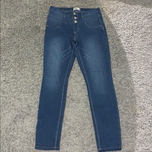 Blue high waisted jeggings.